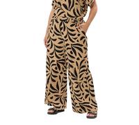 Yours Curve Natural Leaf Crinkle Wide Leg Trousers - Women's - Plus Size Curve