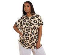 Yours Curve Natural Leopard Print Eyelet Top - Women's - Plus Size Curve Brown