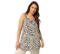 Yours Curve Natural Leopard Print Frill Vest Top - Women's - Plus Size Curve