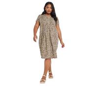Yours Curve Natural Leopard Print Pleat Front Dress - Women's - Plus Size Curve