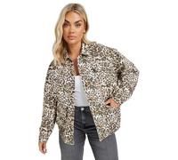 Yours Curve Natural Leopard Print Twill Jacket - Women's - Plus Size Curve Brown