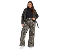 Yours Curve Natural Leopard Print Wide Leg Jeans - Women's - Plus Size Curve Brown