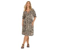 Yours Curve Natural Leopard Tie Neck Mini Dress - Women's - Plus Size Curve