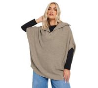 Yours Curve Natural Quarter Zip Short Sleeve Jumper - Women's - Plus Size Curve Brown