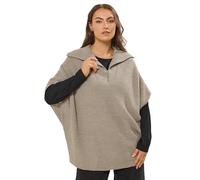 Yours Curve Natural Quarter Zip Short Sleeve Jumper - Women's - Plus Size Curve Brown