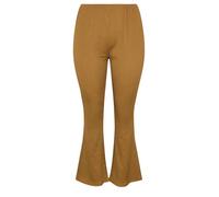 Yours Curve Natural Textured Flared Trousers - Women's - Plus Size Curve Brown