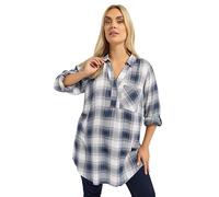 Yours Curve Navy Blue Check Overhead Shirt - Women's - Plus Size Curve