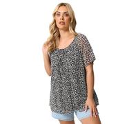 Yours Curve Navy Blue Floral Short Sleeve Pintuck Blouse - Women's - Plus Size Curve