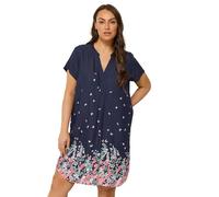 Yours Curve Navy Blue Floral Tunic Dress - Women's - Plus Size Curve
