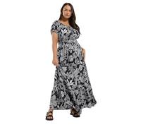 Leaf Print Tie Front Maxi Dress Yours Dark Navy 22-24