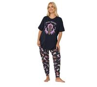 Yours Curve Navy Blue 'Mystic Midnight' Cuffed Pyjama Set - Women's - Plus Size Curve