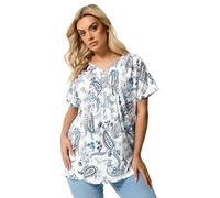 Yours Curve Navy Blue Paisley Pintuck Short Sleeve Top - Women's - Plus Size Curve