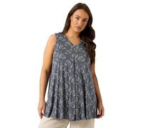 Yours Curve Navy Blue Paisley Pleat Vest Top - Women's - Plus Size Curve