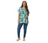 Yours Curve Navy Blue Paisley Print Pleat Front Top - Women's - Plus Size Curve