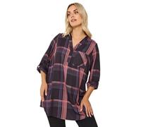 Yours Curve Navy & Pink Check Overhead Shirt - Women's - Plus Size Curve