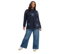 Yours Women's Sequin Star Soft Touch Sweatshirt in Dark Navy | Size: 22/24