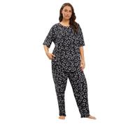 Yours Curve Navy Star Soft Touch Wide Leg Pyjama Set - Women's - Plus Size Curve