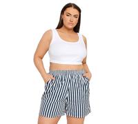 Yours Curve Navy Stripe Print Shorts - Women's - Plus Size Curve