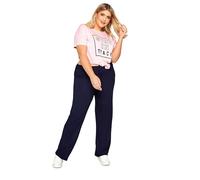 Yours Curve Navy Wide Leg Pull On Stretch Jersey Yoga Pants - Women's - Plus Size Curve