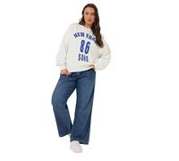 Yours Curve 'New York' Slogan Sweatshirt - Women's - Plus Size Curve White