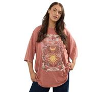 Yours Curve 'No Rain No Flowers' Graphic Oversized T-Shirt - Women's - Plus Size Curve Orange