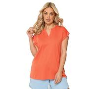 Yours Curve Notch Neck T-Shirt - Women's - Plus Size Curve Orange