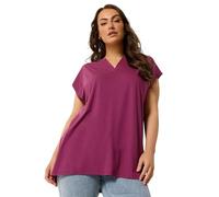 Yours Curve Notch Neck T-Shirt - Women's - Plus Size Curve Pink