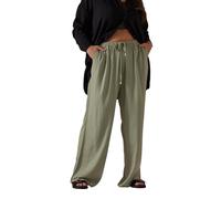 Linen Tie Front Trousers Yours Olive 26-28