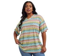 Yours Curve & Orange Burn Out Stripe Top - Women's - Plus Size Curve
