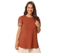 Yours Curve Embroidered Sleeve T-Shirt - Women's - Plus Size Curve