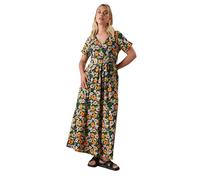 Yours Curve & Orange Floral Print Maxi Wrap Dress - Women's - Plus Size Curve