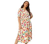 Yours Curve Orange Shirred Fruit Print Dress - Women's - Plus Size Curve