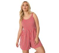 Yours Curve Orange Stripe Textu Playsuit - Women's - Plus Size Curve