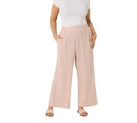 Yours Women's Stripe Wide Leg Linen Trousers in Peach | Size: 16 Yours Peach 16