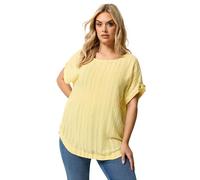 Yours Curve Orange Textured Stripe Tab Sleeve Top - Women's - Plus Size Curve