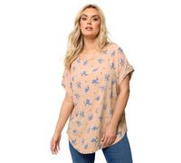 Yours Women's Floral Tab Sleeve Top in Peach | Size: 22/24