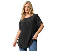 Yours Curve Orange Textured Stripe Tab Sleeve Top - Women's - Plus Size Curve