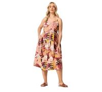 Yours Curve Orange Tropical Print Linen Midi Dress - Women's - Plus Size Curve
