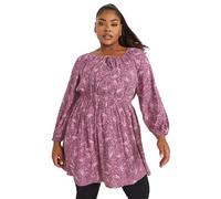 Yours Curve Paisley Crinkle Tie Neck Tunic Dress - Women's - Plus Size Curve Pink