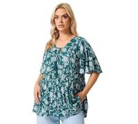 Yours Curve Ditsy Pink Tie Neck Top - Women's - Plus Size Curve