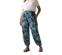 Yours Curve Paisley Print Cuffed Harem Trousers - Women's - Plus Size Curve Blue