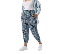 Yours Curve Paisley Print Harem Trousers - Women's - Plus Size Curve Blue