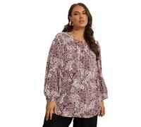 Yours Curve Paisley Print Lattice Tie Front Blouse - Women's - Plus Size Curve Brown
