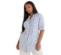 Yours Curve Paisley Print Pintuck Blouse - Women's - Plus Size Curve Light Blue