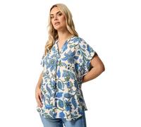 Yours Curve Paisley Print Pleated Blouse - Women's - Plus Size Curve Blue