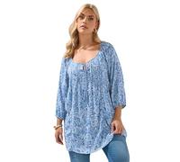 Yours Curve Paisley Print Sequin Tie Neck Top - Women's - Plus Size Curve Blue