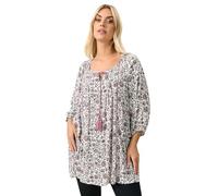 Yours Curve Paisley Print Sequin Tie Neck Top - Women's - Plus Size Curve Pink