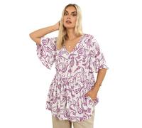 Yours Curve Paisley Print Tie Front Top - Women's - Plus Size Curve White