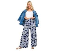 Yours Curve Paisley Print Wide Leg Trouser - Women's - Plus Size Curve Blue