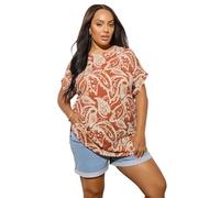 Yours Curve Paisley Textured Top - Women's - Plus Size Curve Orange